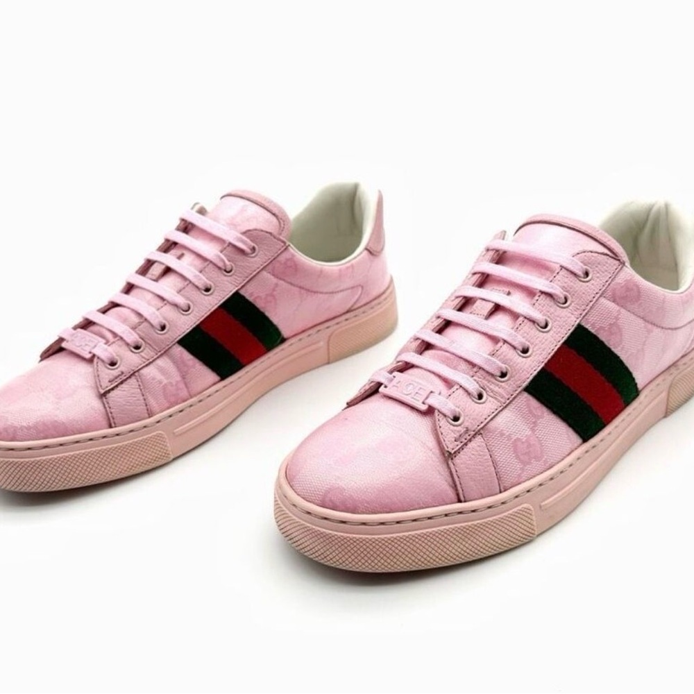 Authentic Gucci ACE Pink Sneakers Size 38 US 7